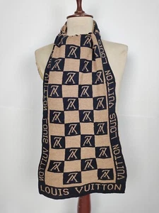 Louis Vuitton genuine vintage Black / Brown Wool winter Scarf Scarves - Picture 1 of 4