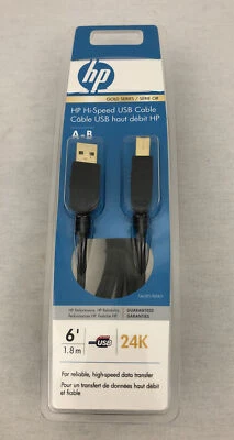 Genuine HP Hi-Speed USB Cable A-B 6' Length 24K Gold Plated Connectors NEW - Image 1 of 4