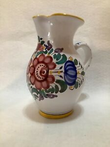Modra Slovakia 7 Inch Hand Painted Vintage Pitcher Serveware Collectible MCM