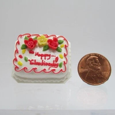 Casa de Muñecas Miniatura Feliz Día de San Valentín Hoja Pastel con Flores de Rosa G6273 Foto 1 de 2