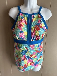 Lands’ End Floral Multi-Color Keyhole Tankini Top Women’s Size 10D - Picture 1 of 9