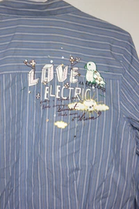 Old Navy Perfect Fit Light Blue w/ Pinstripes, Embroidery and Sequins Sz XL - Picture 1 of 3