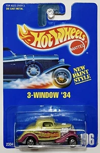 Ford 34 Hot Wheels #196 3 ventanas, amarillo lima - muy raro - Imagen 1 de 3