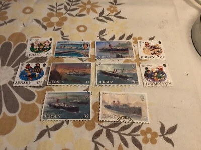 jersey 1989 used 3 sets 10 stamps SG 496-500,507-11,Toys,Visit,GWR, j9 - Image 1 of 2