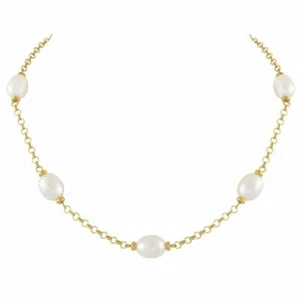 Collar Doyenne AAA Blanco Perla de Agua Dulce Oro 18ct Vermeil - Imagen 1 de 3