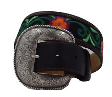 Justin Las Flores Taper Leather Belt Size 34 C21123