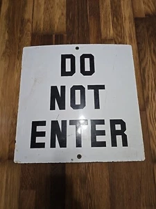 Antique 1950s One Way Do Not Enter Porcelain Sign 24×24 Glossy ADVERTISING  - Picture 1 of 3