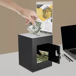 Schwarze Spendenbox mit Schloss Wahlurne mit Schildhalter Vorschlagsbox USA - Bild 1 von 17