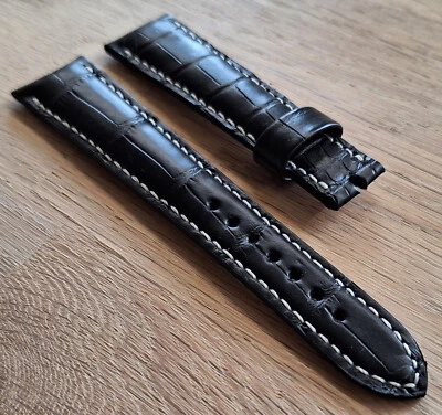 BREGUET TYPE CINTURINO WATCH STRAP COCCO LUISIANA COLORE NERO  mm.21 - Imagem 1 de 4