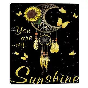 DIY 5D Diamond Painting Kits Sunflower Butterfly Round Full Drill 12x16inch - Picture 1 of 7
