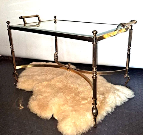 Brass & Glass Top Regency Style Coffee Cocktail butler Table LaBarge style Cover