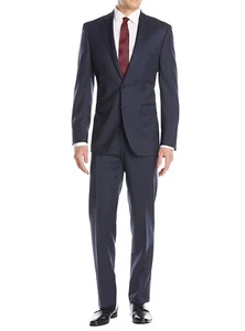 Luciano Natazzi Mens 2 Button Birdseye Two Piece Suit Modern Fit Jacket - Picture 1 of 4