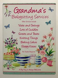 Grandma's Babysitting Services - Tin Metal Wall Sign - Bild 1 von 1