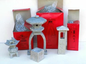 4 Japanese Granite Poly Stone Mini Lantern Garden Statue Pagoda Ornament G1 - Picture 1 of 10