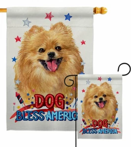 Patriotic Pomeranian Garden Flag Animals Dog Decorative Gift Yard House Banner - Picture 1 of 19
