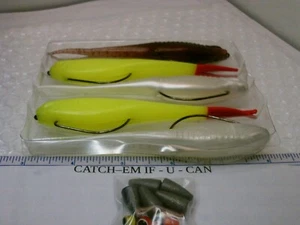 5 Floating Soft Swimbait-5 inch 2white/1 brown/2char.-w/hooks/sinkers/beads - Picture 1 of 4
