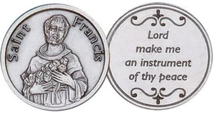 St Francis of Assisi Prayer Coin Instrument of Thy Peace Pocket Token - Picture 1 of 3