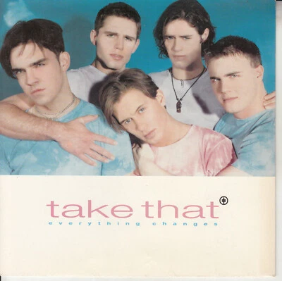 TAKE THAT  Everything Changes PICTURE SLEEVE 7" 45 record RARE! + juke box strip - Image 1 of 3