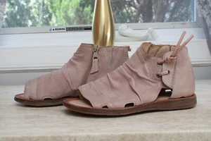 New Miz Mooz Leather Wide Side Lace-Up Sandals -Fuller - Pink EU 37W US 6.5 - 7W - Picture 1 of 8