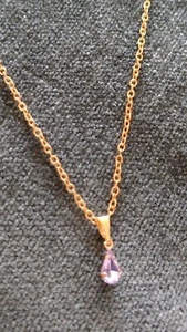 Gold necklace with lilac diamond gemstone - Picture 1 of 1