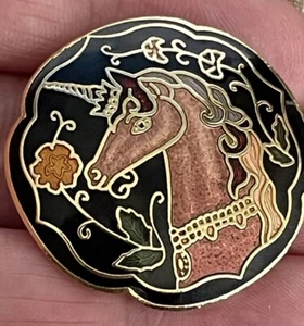 Hermoso Broche Unicornio Chapado en Oro Negro Oro Rosa Colores Fantasía Mágica - Imagen 1 de 7