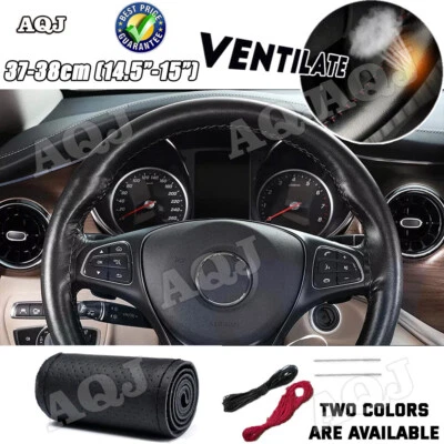 15" DIY Steering Wheel Cover Genuine Leather For BMW 323i 328i 335i 340i xDrive - Image 1 of 4