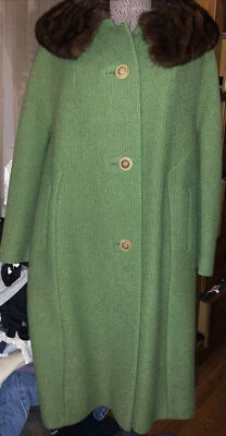 Abrigo de vestir vintage de los años 50 francés como nuevo para mujer cuello de piel Shagmoor ILGWU Union EE. UU. Foto 1 de 4