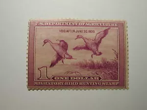 US Department of Interior Scott #RW5 $1 - Migratory Bird Hunting Stamp 1938, ... - Picture 1 of 2