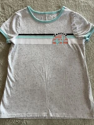 Justice Girls Gray Teal Cactus Black Glitter Short Sleeve Shirt 10 - Image 1 of 4