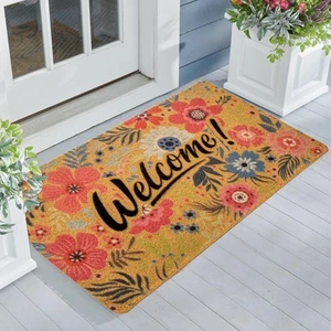 Floral Welcome-Doormats Front-Door - Spring Flower Home Decor Indoor-Mats Sum... - Picture 1 of 9