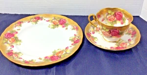 VINTAGE ROYAL CHELSEA "GOLDEN ROSE" CUP, SAUCER & DESSERT PLATE SET - Picture 1 of 10