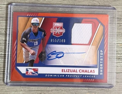 2021 Elite Extra Elizual Chalas Prospect Auto Autograph Jersey Orange #55/149 - Image 1 of 2