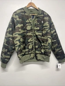 U.S. Polo Assn Jacket Men’s Size Medium Logo Quilted Camo Full Zip Puffer - Picture 1 of 5