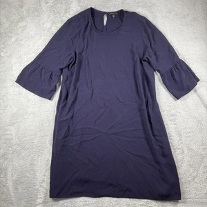 Eileen Fisher Dress Womens Large Silk Bell Sleeve Relaxed Fit Minimalist Elegant - Picture 1 of 12
