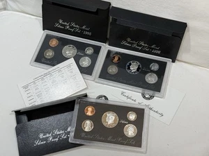x3 US Mint Silver Proof Set (1995s, 1996s, 1997s) 90% Silver With COA - Picture 1 of 5