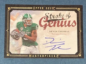 E481 2008 Upper Deck Masterpieces Auto Stroke of Genius Devin Thomas Spartans - Picture 1 of 2