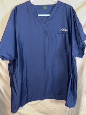 Fashion Seal Healthcare Scrub Top 2XL Tall Navy Blue DaVita Logo V-Neck Unisex - Изображение 1 из 4