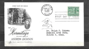 1959 Art Craft THE HERMITAGE 4-1/2 Cent Stamp Scott #1037 First Day Cover - Picture 1 of 2