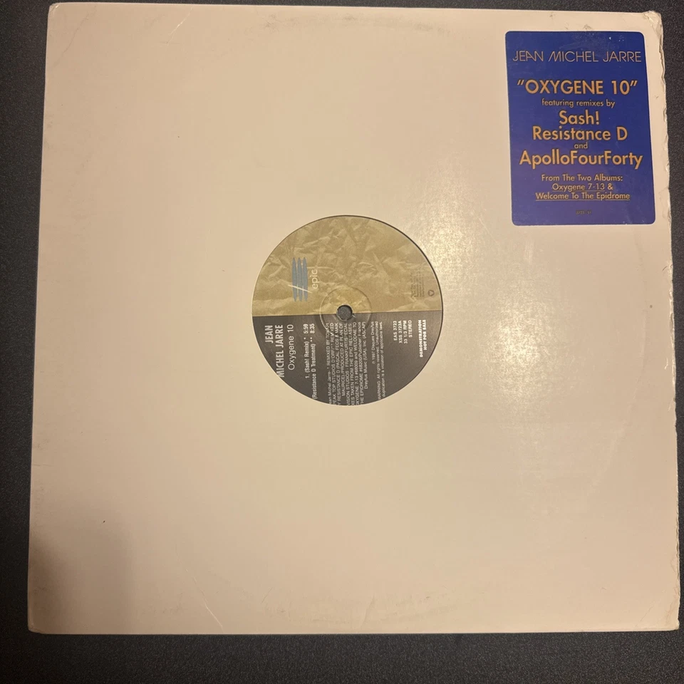 1997 JEAN MICHEL JARRE Oxygene 10 US Promo 12" Epic 3723 Trance Electronic VG+ - Image 1 of 4