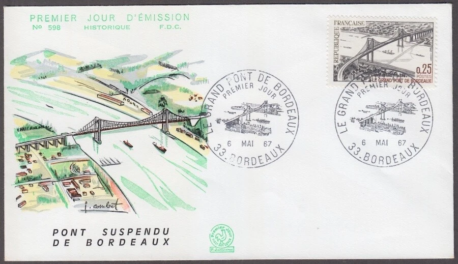 FRANCE Sc # 1180 FDC THE GREAT BRIDGE in BORDEAUX - Image 1 of 1