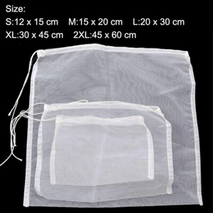 Reusable Nylon Mesh Liquid Filter Bag Food Nut Fruits Juice Milk Tea Strainer - Picture 1 of 17