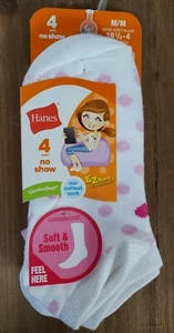 Hanes 4pk No-Show Socks Mini Purple Pink Teal POLKA DOTS CHOOSE SIZE Super Soft - Picture 1 of 8