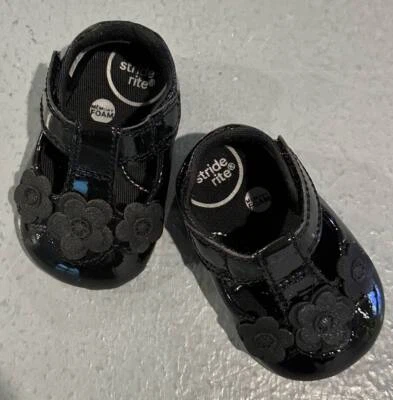 Stride Rite Nori Negro Patente Mary Jane Bebé Recién Nacido Niña Zapatos Talla 1 Foto 1 de 4