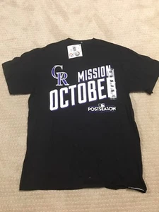 NWT Mens GENUINE MERCHANDISE Black Colorado Rockies MLB Baseball Tee Shirt M - Picture 1 of 4