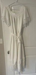 City Chic Sun Crochet Off Shoulder Maxi Dress White Size M 18 - Imagen 1 de 3