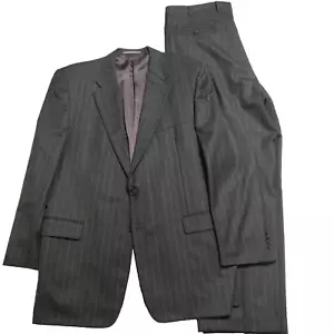 Tuta Loro Piana Hickey Freeman uomo Madison 46L 40x32 grigio righe super 130s - Foto 1 di 12