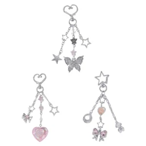 Handmade Acrylic Key Rings with Butterfly/Heart/Bowknot Pendant for Fashionistas - Zdjęcie 1 z 11