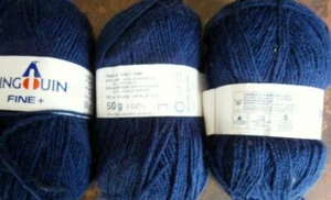 LOT OF 7 BALLS PINGOUIN FINE + TRUE DARK NAVY -4PLY 50%WOOL 50% ACRYLIC-FRANCE - Picture 1 of 4