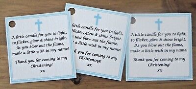 CHRISTENING / BAPTISM CANDLE FAVOURS GUEST LABELS ** TAGS  -Can Be Personalised  • 7.70£