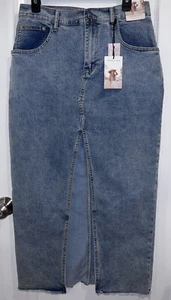 Sincerely Jules 11/29 Women’s Denim Long Skirt Maxi Mid Blue Jean Split NWT - Picture 1 of 24